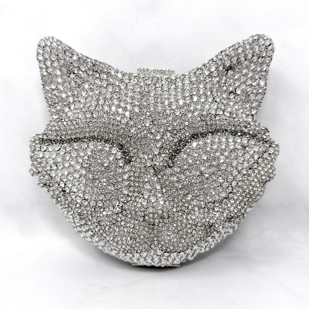 Roger Vivier Swarovski Crystal Embellished Fox Evening Clutch Purse Bag Rare Cat